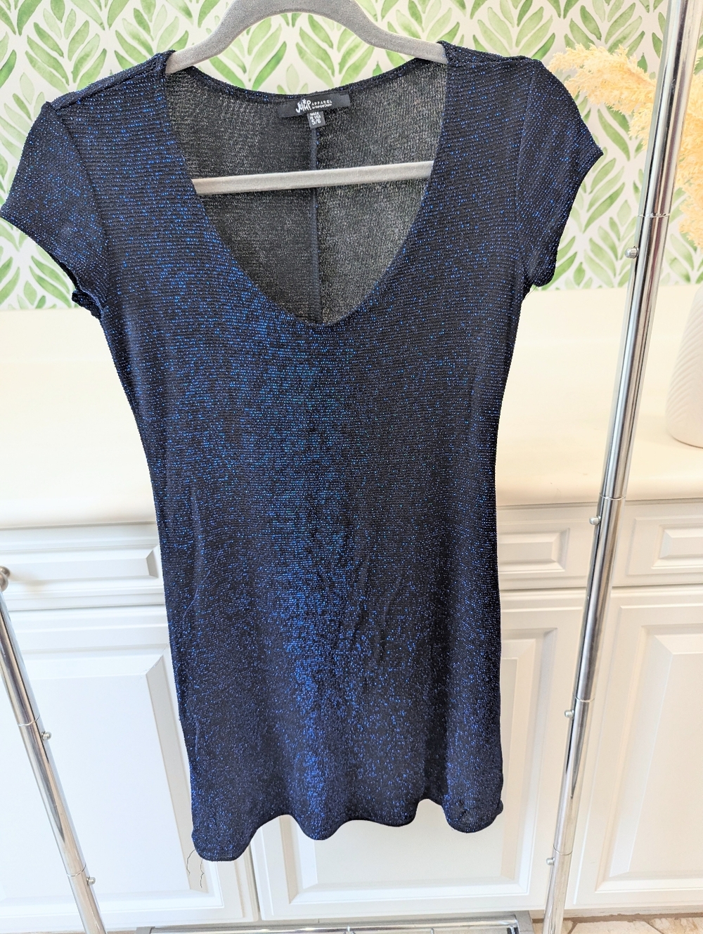 Jump Apparel Navy Blue Metallic 90s Mini Dress 5/6 Y2K